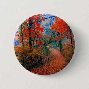 Painted Forest Autumn Flame Watercolor Gifts 6 Cm Round Badge