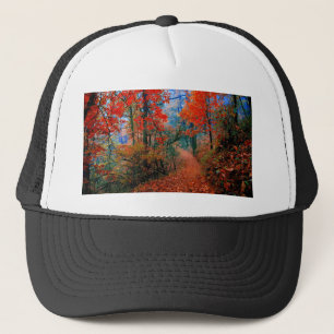 Painted Forest Autumn Flame Watercolor Gifts Trucker Hat