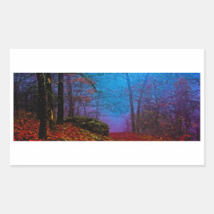 Painted Forest Autumn Purple Fog Rectangular Sticker
