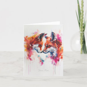 Painted Foxes Blank Greeting Card