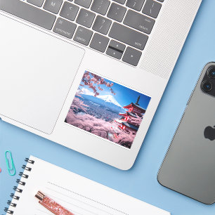 Painted Fuji mountain in cherry blossom season