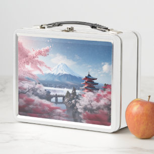 Painted Fuji mountain in cherry blossom season Metal Lunch Box