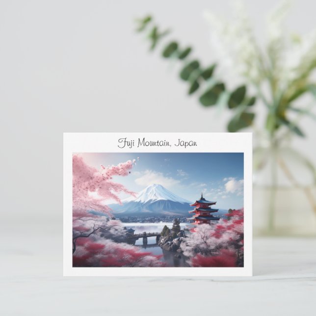 Painted Fuji mountain in cherry blossom season  Postcard (Standing Front)
