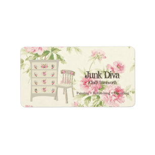 Painted Furniture Flower Dresser Chair Pink Roses Label