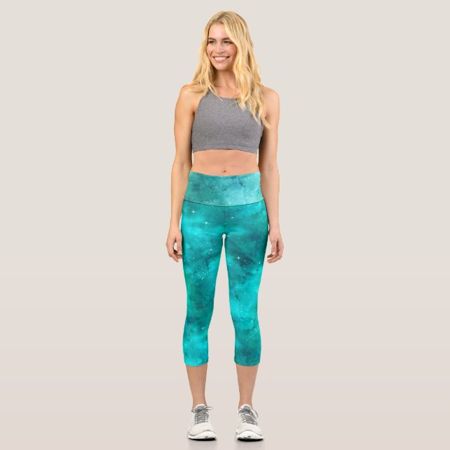 Painted Galaxy Series Design 16 Tissue Paper Capri Leggings (Front)