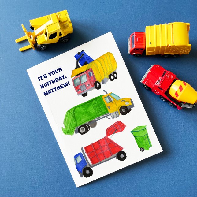 Painted Garbage Trucks Boys Birthday Card (Creator Uploaded)