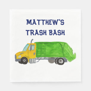 Painted Garbage Trucks Boys Personalized Napkin