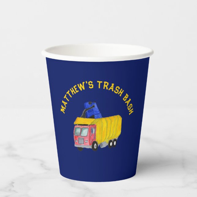 Painted Garbage Trucks Boys Trash Bash Party Paper Cups (Front)