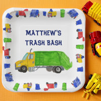Painted Garbage Trucks Boys Trash Bash Party