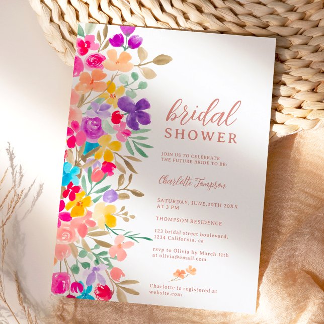 Painted garden wildflowers meadow bridal shower invitation (Creator Uploaded)