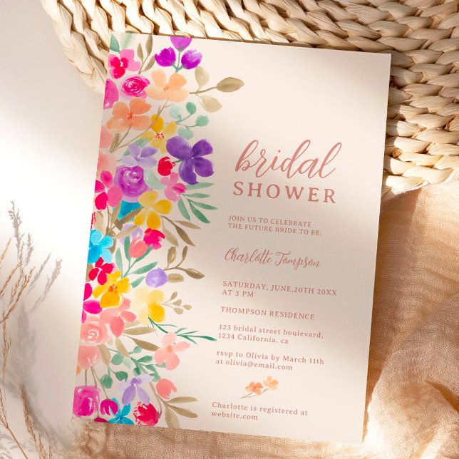 Painted garden wildflowers meadow bridal shower invitation (Creator Uploaded)