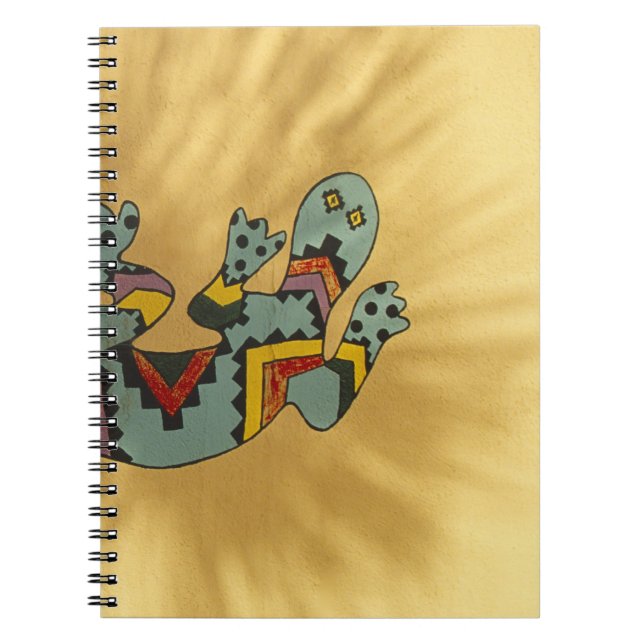 Painted gecko lizard on wall, Tucson, Arizona, Spiral Notebook (Front)