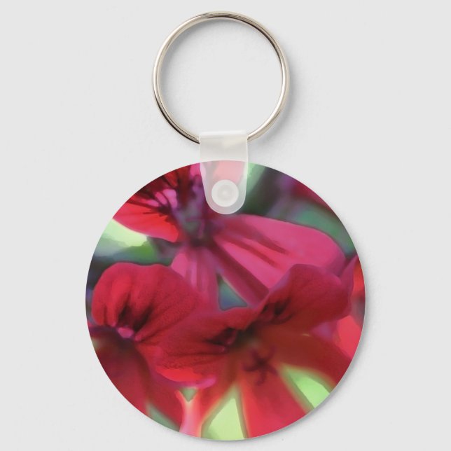 Painted Geraniums Key Ring (Front)