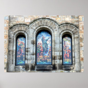 Painted glass windows First Parish Plymouth Poster