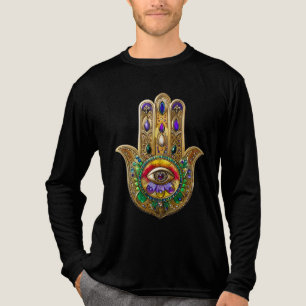 Painted Gold Hamsa Amethyst Ruby Third Eye Tri-Blend Shirt