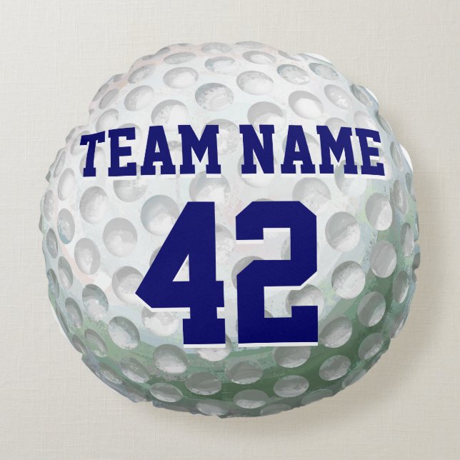 Painted Golf Ball with Name Round Cushion (Front)