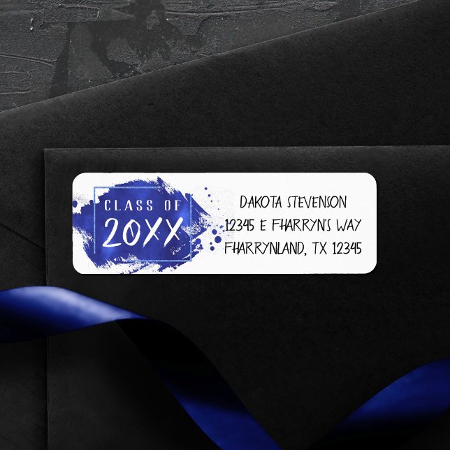 Painted Grad | Blue Paint Splatter Return Address (Creator Uploaded)