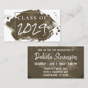 Painted Grad   Gold Sepia Splatter Brushstroke Calling Card
