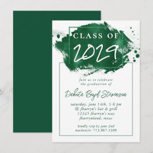 Painted Grad Green Splatter Brushstroke Party Invitation