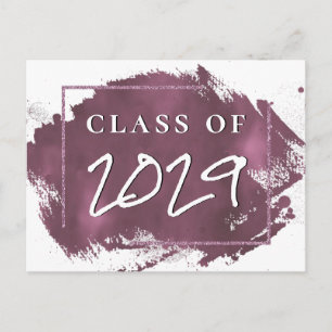 Painted Grad Mauve Pink Splash Smudge Graduation Invitation Postcard