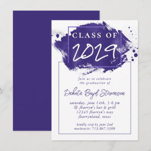 Painted Grad   Violet Purple Splatter Brushstroke Invitation