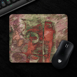 Painted Graffiti Grunge Autumn Red Green Rust Pink Mouse Pad