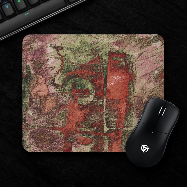 Painted Graffiti Grunge Autumn Red Green Rust Pink Mouse Pad (Creator Uploaded)