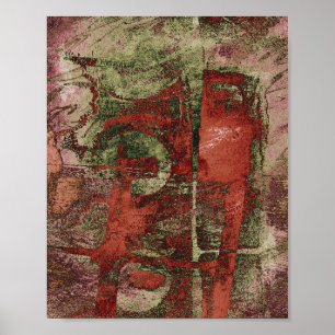 Painted Graffiti Grunge Autumn Red Green Rust Pink Poster