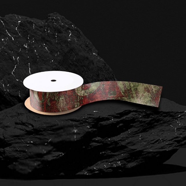 Painted Graffiti Grunge Autumn Red Green Rust Satin Ribbon (Creator Uploaded)