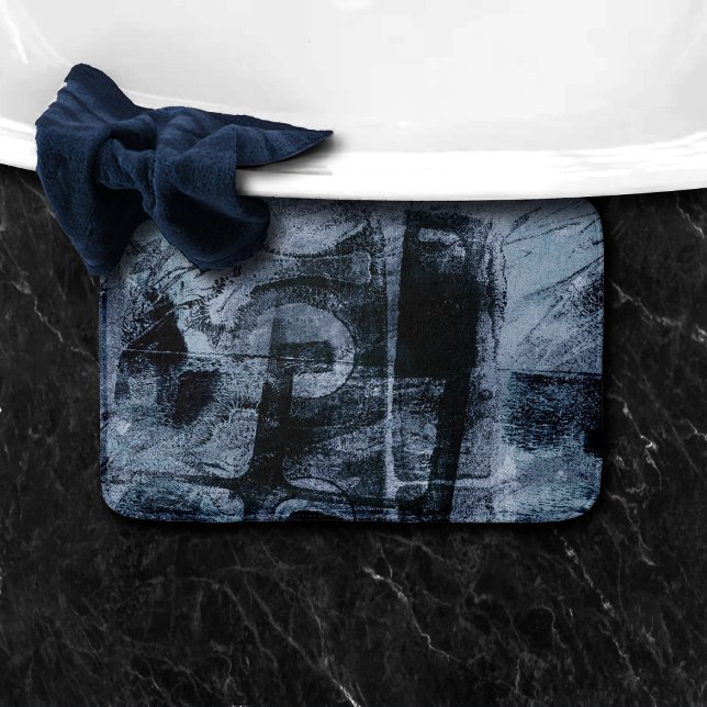 Painted Graffiti Grunge | Dark Navy and Denim Blue Bath Mat (Creator Uploaded)