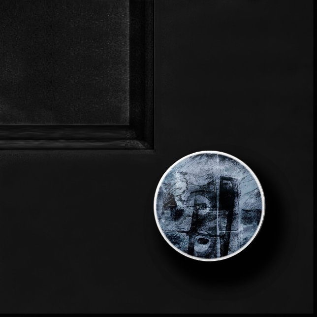 Painted Graffiti Grunge | Dark Navy and Denim Blue Ceramic Knob (Creator Uploaded)