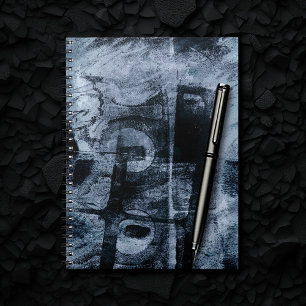 Painted Graffiti Grunge Dark Navy and Denim Blue Notebook