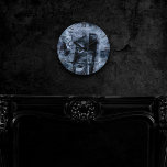 Painted Graffiti Grunge | Dark Navy and Denim Blue Round Clock<br><div class="desc">#abstractart Dark modern contemporary abstract featuring moody graffiti grunge in a dramatic and edgy 90s combination of deep jewel tones on a textured background. This hand-painted watercolor and mixed medium gradient adds the perfect pop of colour for any personal style or occasion. For customisations, coordinating products, or other colours, please...</div>