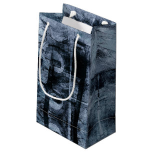 Painted Graffiti Grunge Dark Navy and Denim Blue Small Gift Bag