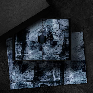 Painted Graffiti Grunge   Dark Navy and Denim Blue Tissue Paper