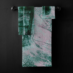 Painted Graffiti Grunge   Moody Plum Purple Green Bath Towel Set