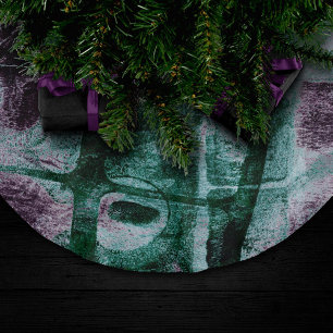 Painted Graffiti Grunge Moody Plum Purple Green Brushed Polyester Tree Skirt