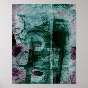 Painted Graffiti Grunge   Moody Plum Purple Green Poster
