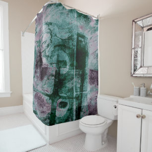 Painted Graffiti Grunge Moody Plum Purple Green Shower Curtain