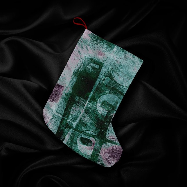 Painted Graffiti Grunge | Moody Plum Purple Green Small Christmas Stocking (Creator Uploaded)