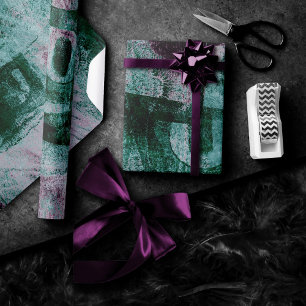 Painted Graffiti Grunge Moody Plum Purple Green Wrapping Paper