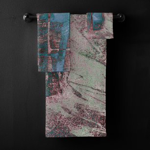 Painted Graffiti Grunge   Rust Red Blue Taupe Bath Towel Set