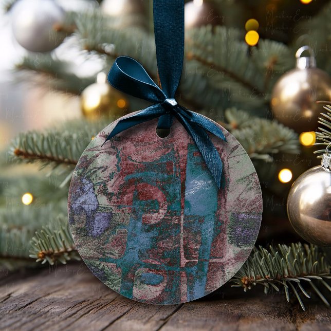Painted Graffiti Grunge | Rust Red Blue Taupe Ceramic Tree Decoration (Creator Uploaded)