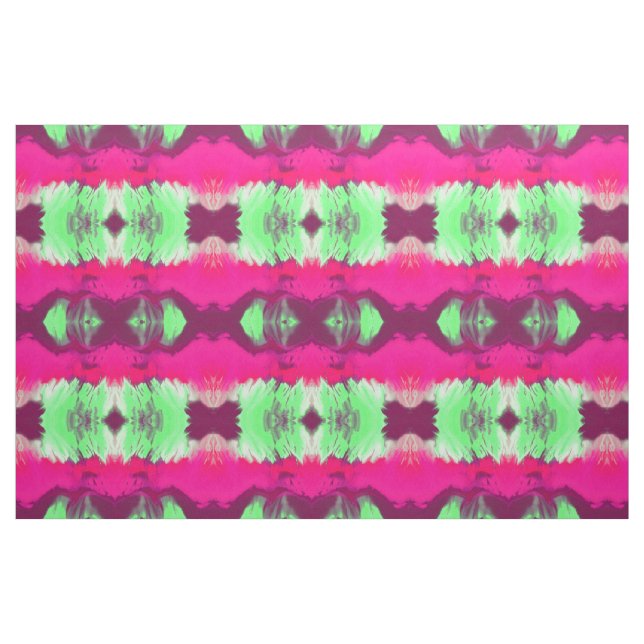 Painted green and pink print fabric (Fat Quarter)
