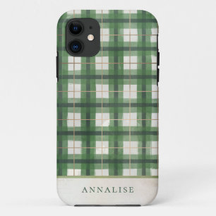 Painted Green Winter Plaid Pattern Case-Mate iPhone Case