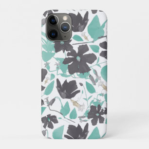 Painted Grey Teal Watercolor Clematis Vine Floral Case-Mate iPhone Case