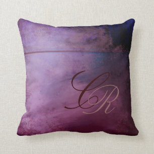 Painted Grunge Monogram Purple Pillow Template