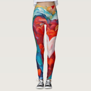 Painted Heart Design Leggings