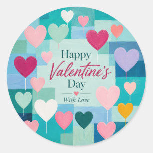 Painted Heart Mosaic Valentine Classic Round Sticker
