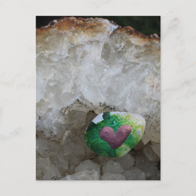 Painted heart rock postcard (Front)